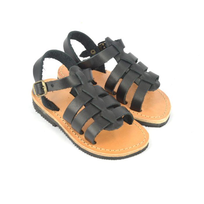 SERATON KID – Black, EU-23 SERATON KID 14 Rodos Sandals - IAKOVOS Hand Made Sandals
